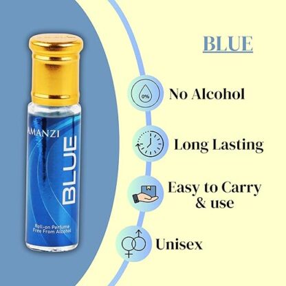 AMANZI Blue Attar Roll-On for Men & Women – 100% Pure Ittar Perfume - Image 4